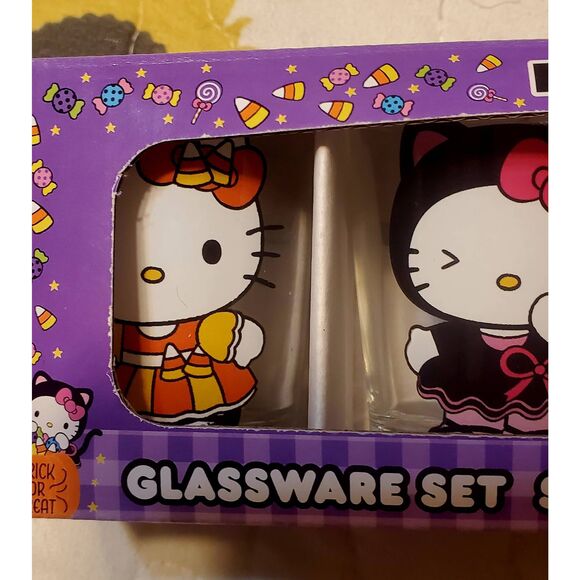 NIP SANRIO COLLECTIBLE HELLO KITTY HALLOWEEN GLASSWARE SET - Picture 6 of 6